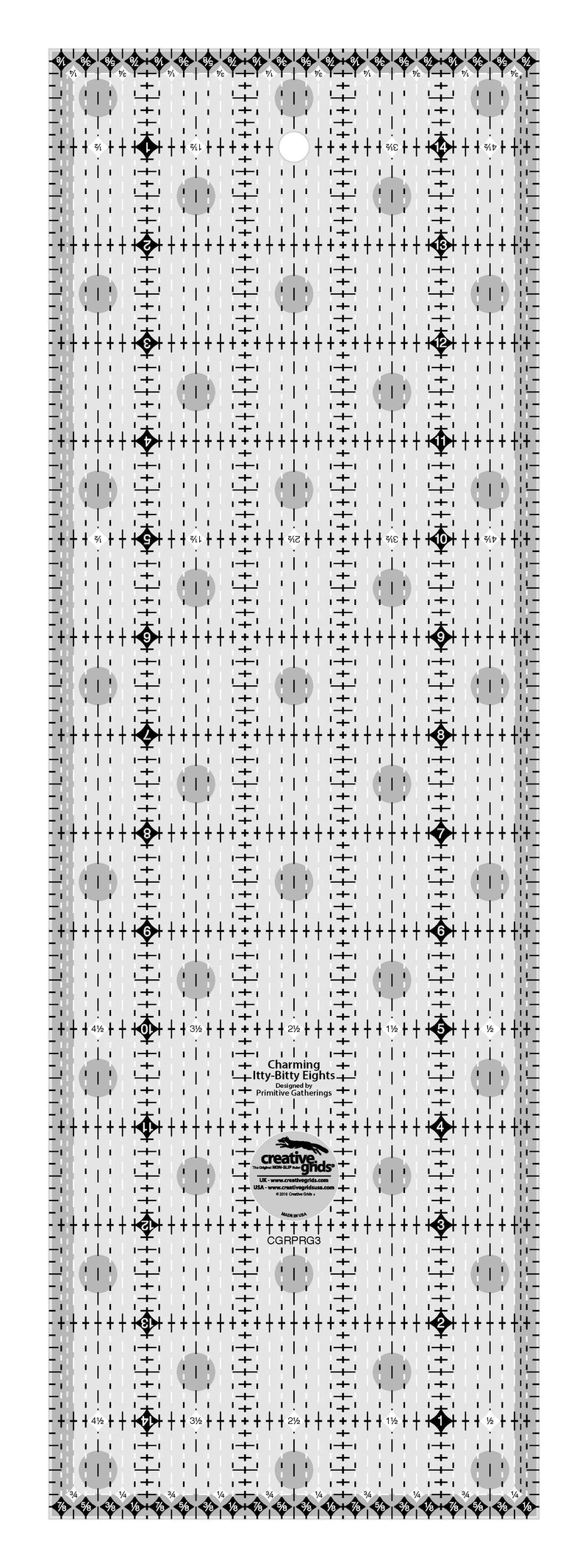 Creative Grids Charming Itty-Bitty Eights 5in x 15in Quilt Ruler