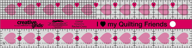 Creative Grids I Love My Quilt Friends Quilt Ruler 2-1/2in x 10in