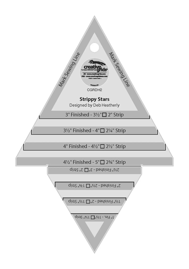 Creative Grids Strippy Stars Tool 5in x 7-1/2in Quilt Ruler