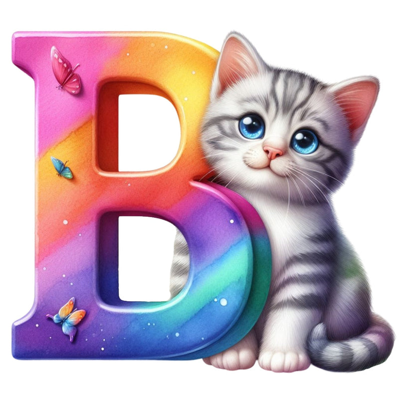 Cute Cats Letter B Fabric Panel