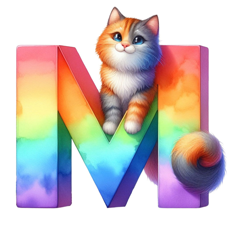 Cute Cats Letter M Fabric Panel