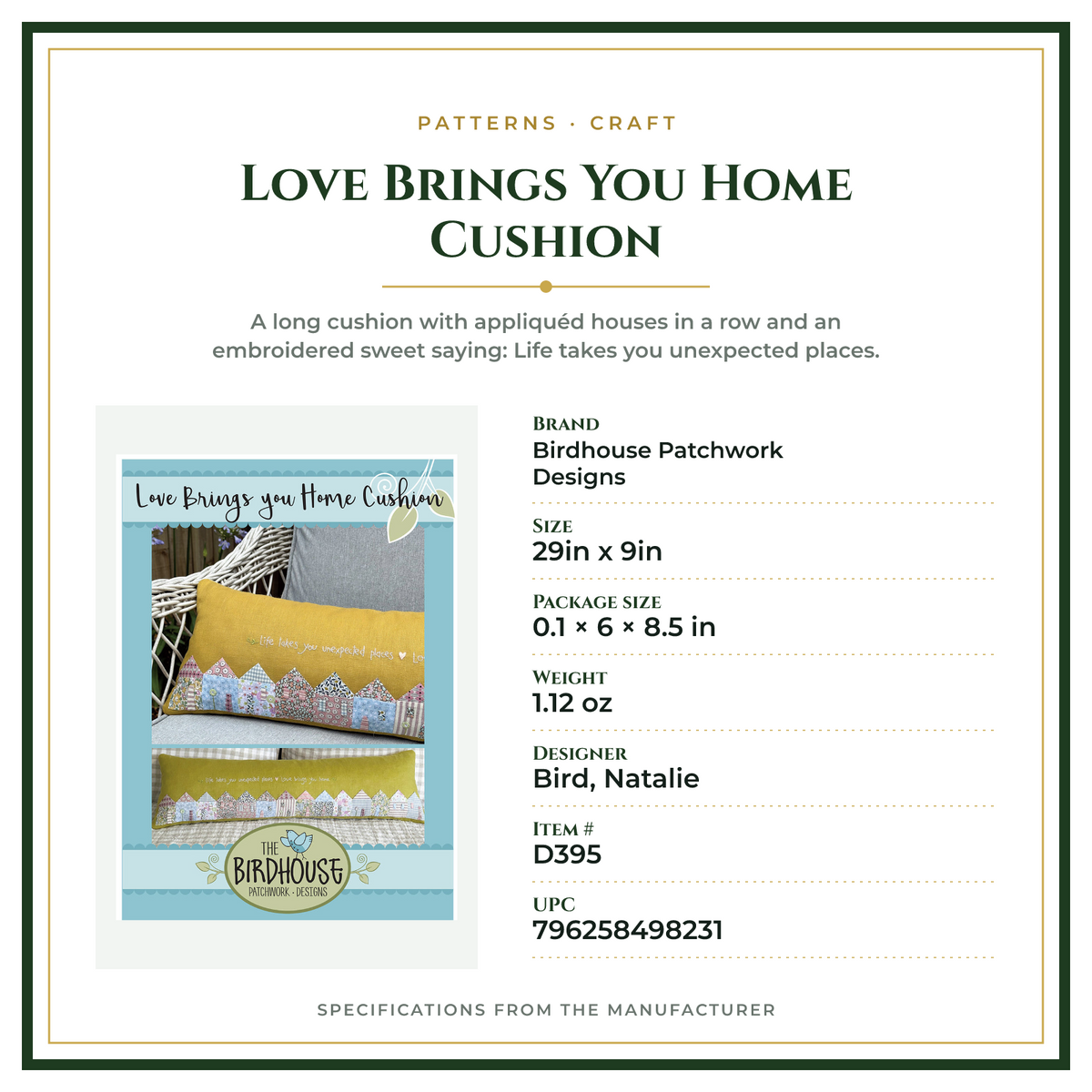 Product Specifications – Love Brings You Home Cushion
