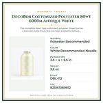 Product Specifications – DecoBob Cottonized Polyester 80wt 6000m Antique White
