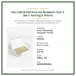 Product Specifications – DecoBob Prewound Bobbins Size L 36ct Antique White