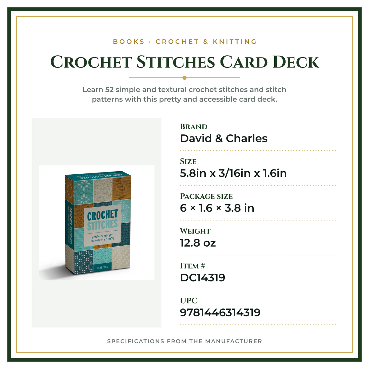 Product Specifications – Crochet Stitches Card Deck