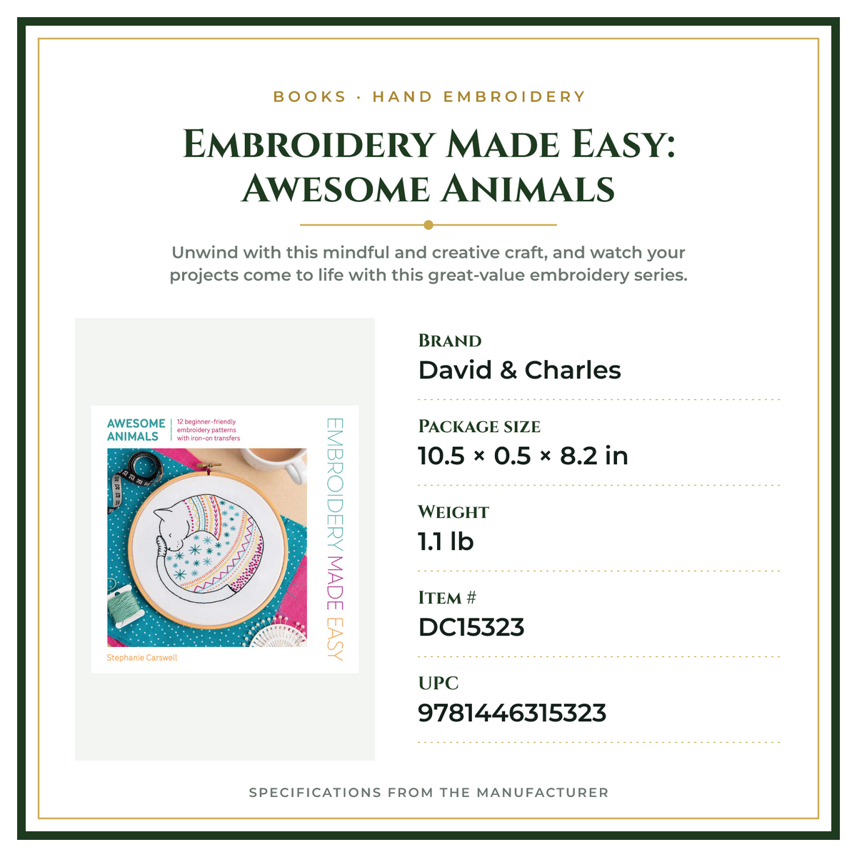 Product Specifications – Embroidery Made Easy: Awesome Animals