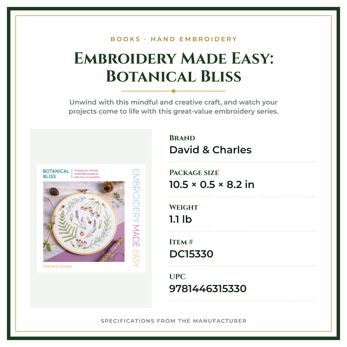 Product Specifications – Embroidery Made Easy: Botanical Bliss