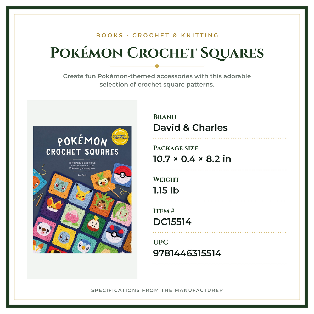 Product Specifications – Pokémon Crochet Squares