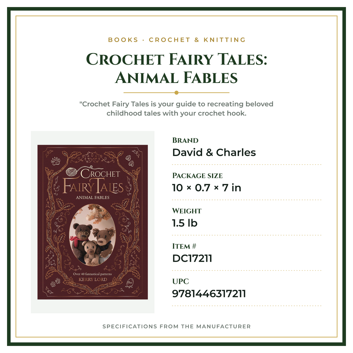 Product Specifications – Crochet Fairy Tales: Animal Fables