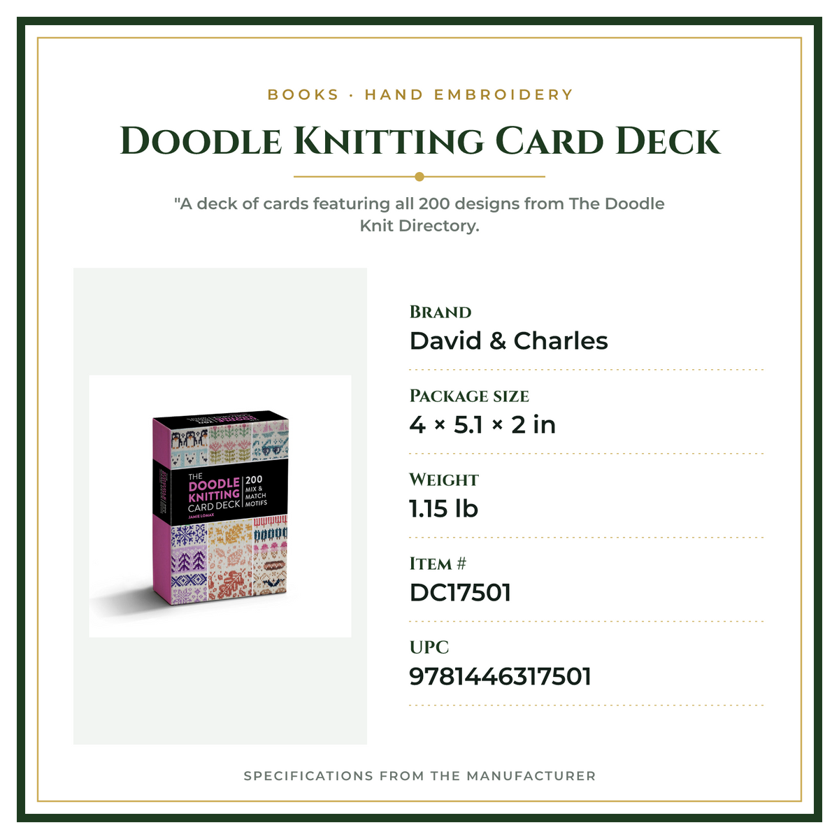 Product Specifications – Doodle Knitting Card Deck