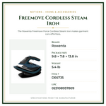 Product Specifications – Freemove Cordless Steam Iron