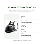 Product Specifications – Compact Steam Pro Cork