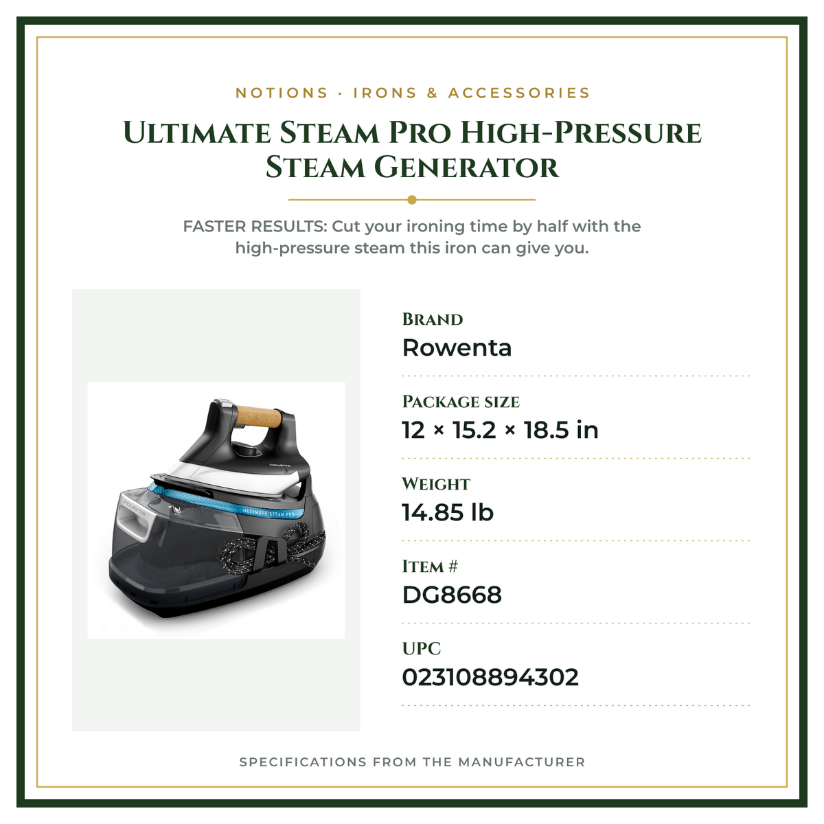 Product Specifications – Ultimate Steam Pro High-Pressure Steam Generator