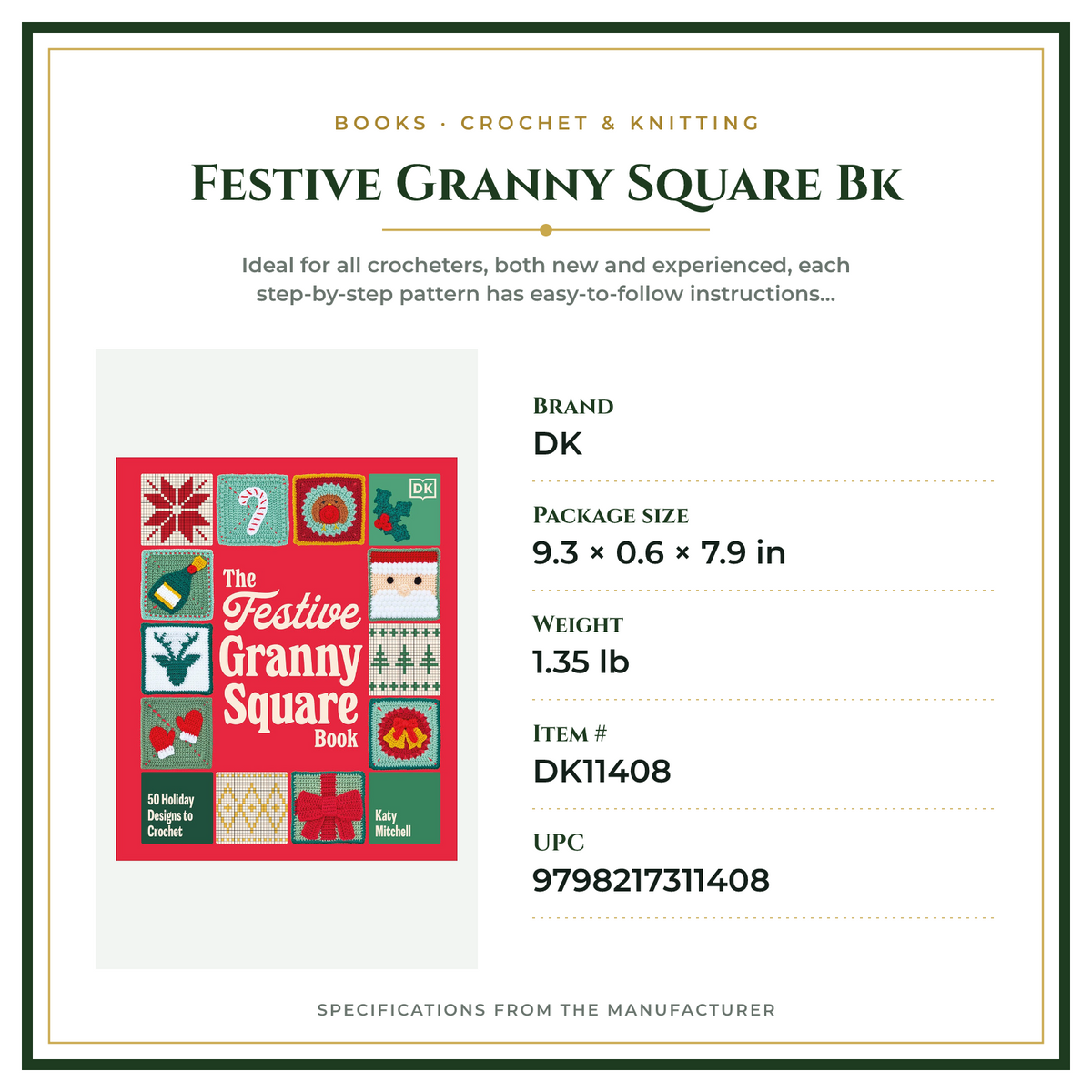 Product Specifications – Festive Granny Square Bk