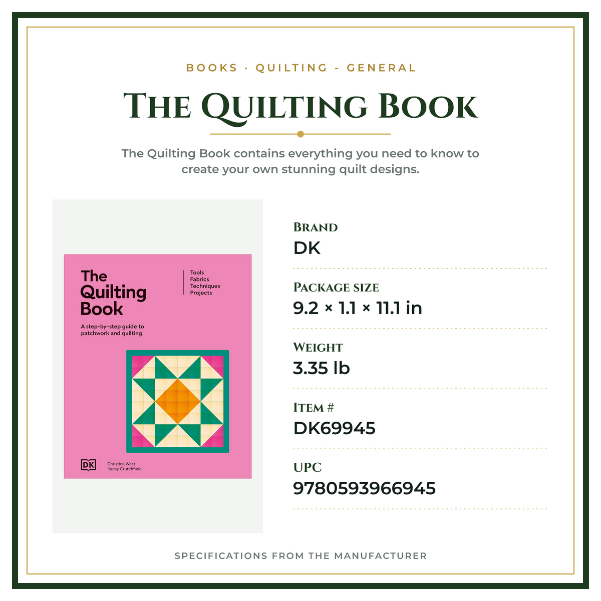 Product Specifications – The Quilting Book