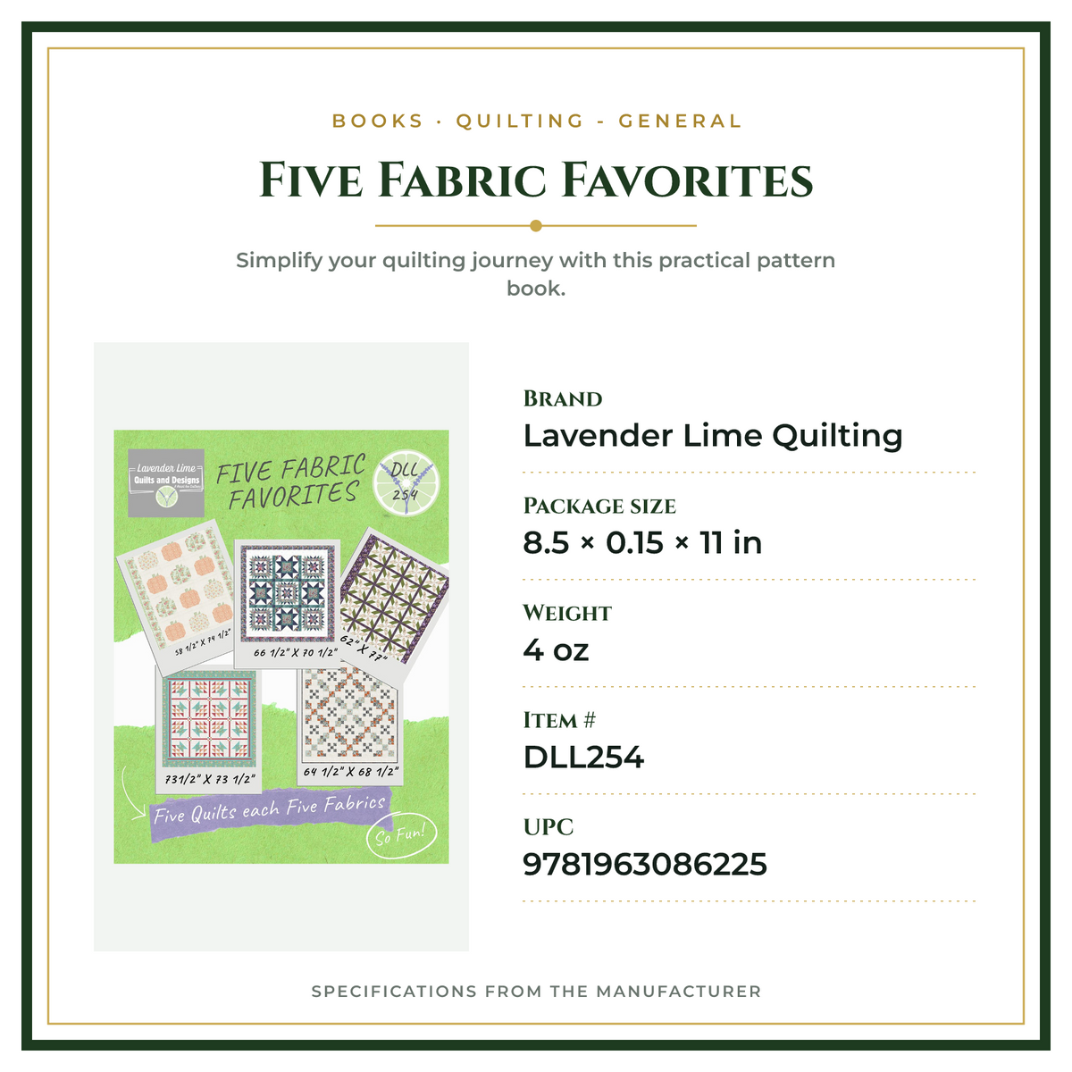 Product Specifications – Five Fabric Favorites