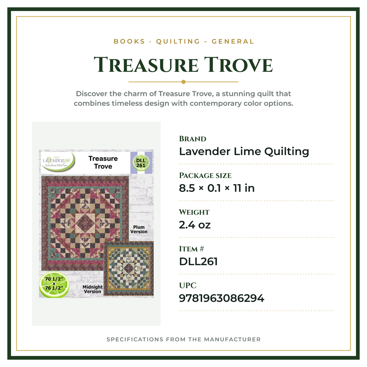Product Specifications – Treasure Trove