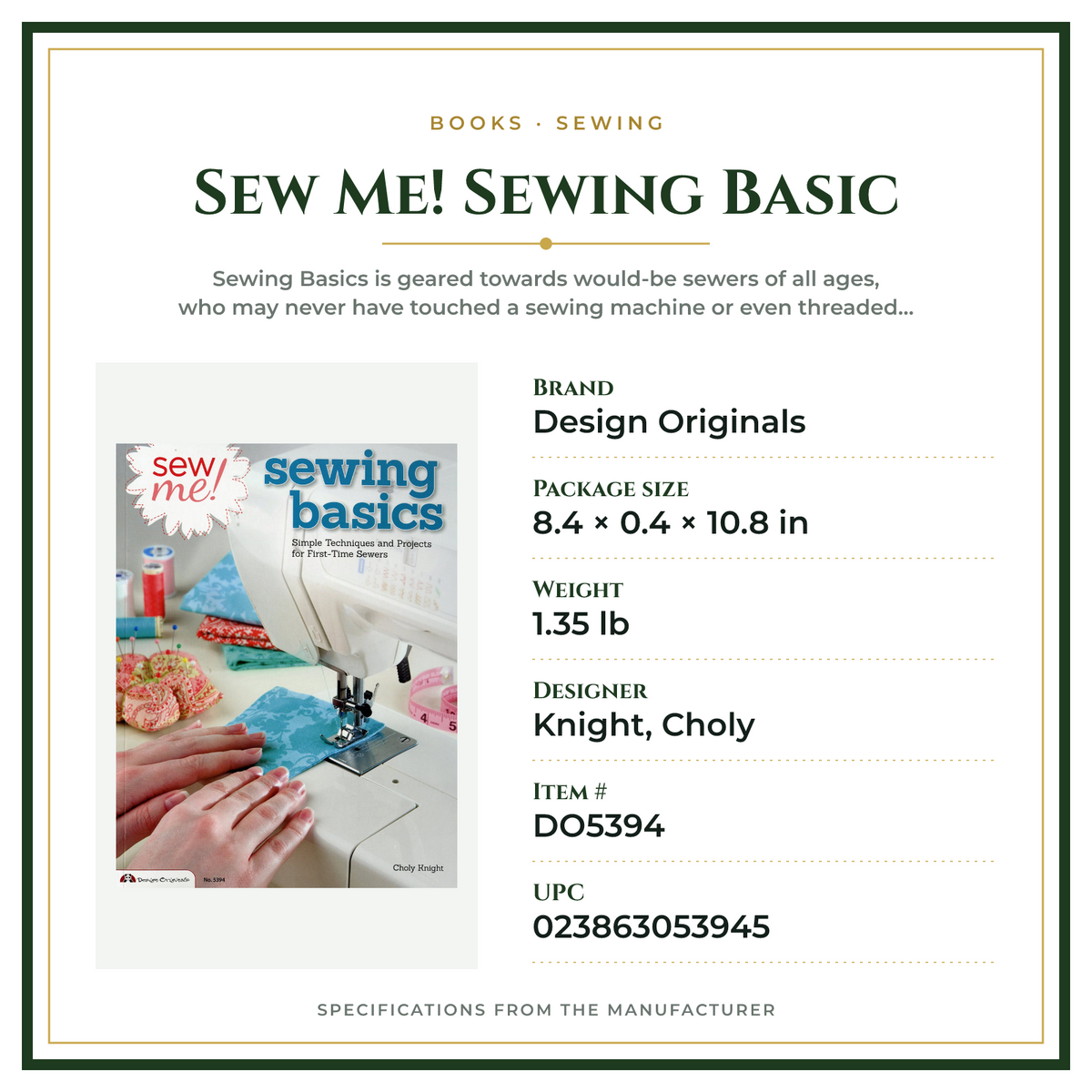 Product Specifications – Sew Me! Sewing Basic