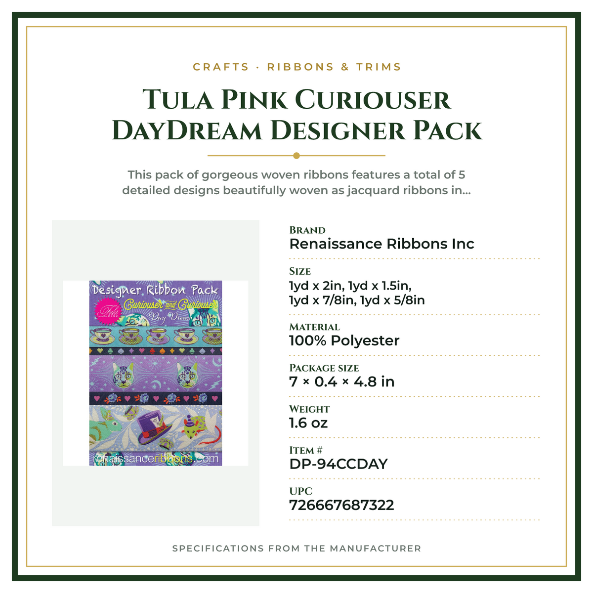 Product Specifications – Tula Pink Curiouser DayDream Designer Pack