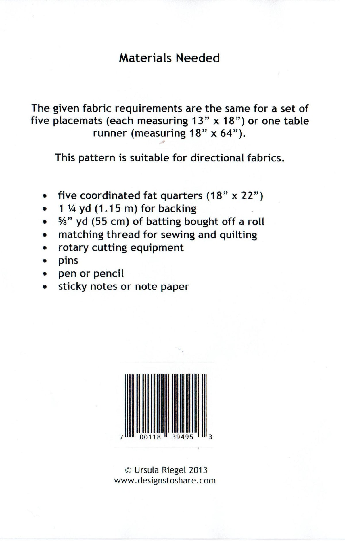 Take Five...Fat Quarters, That Is...