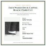 Product Specifications – Faux Waxed Duck Canvas Black 1 Yard Cut
