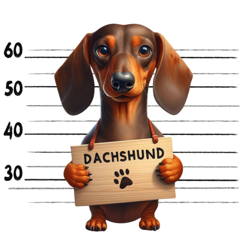 Doggie Mugshots Dachshund Fabric Panel