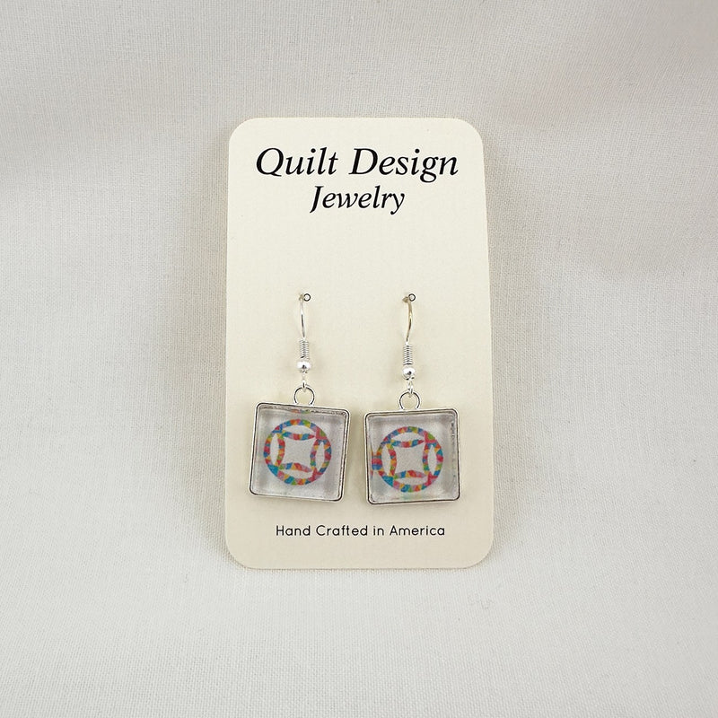 Quilt Earrings Double Wedding Ring Multi-Color