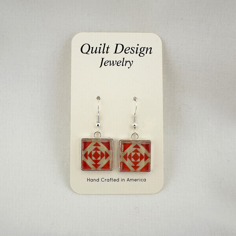Quilt Earrings Pineapple Red