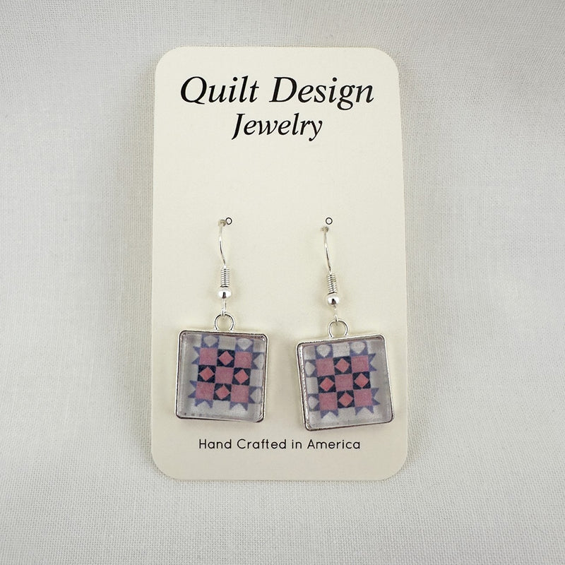 Quilt Earrings Patience Purple Pink