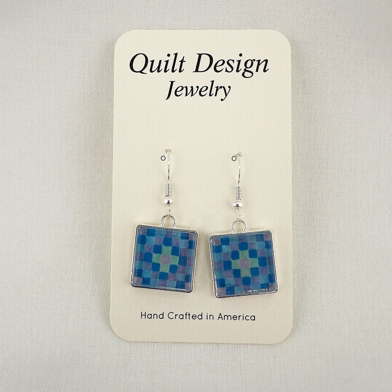 Quilt Earrings Trip Around the World Aqua