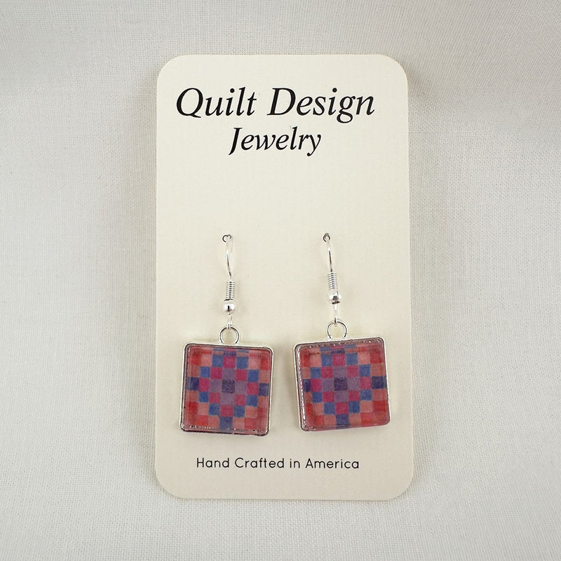 Quilt Earrings Trip Around the World Peach