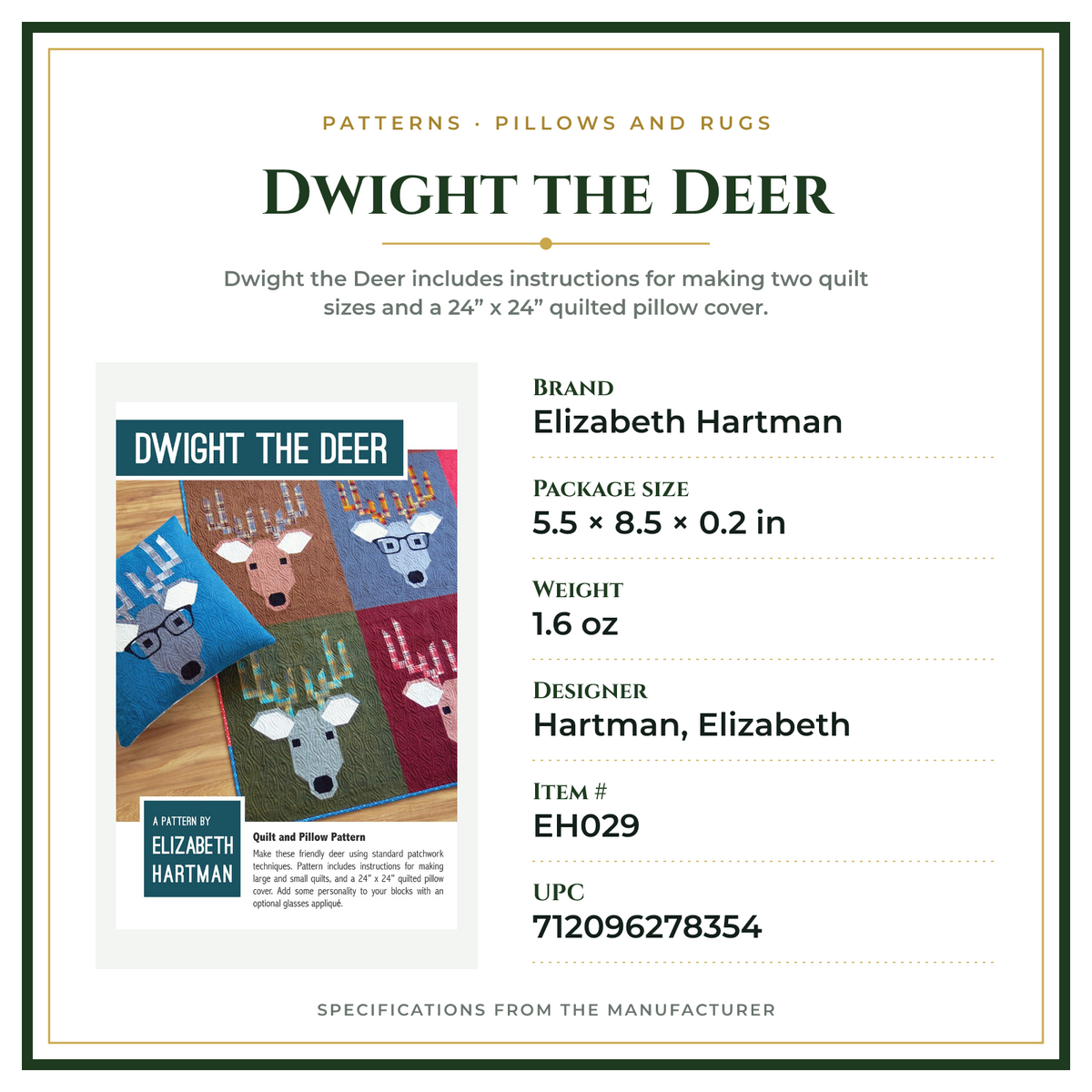 Product Specifications – Dwight the Deer