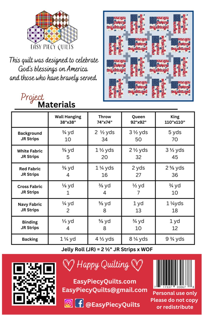 God and Country Quilt Pattern