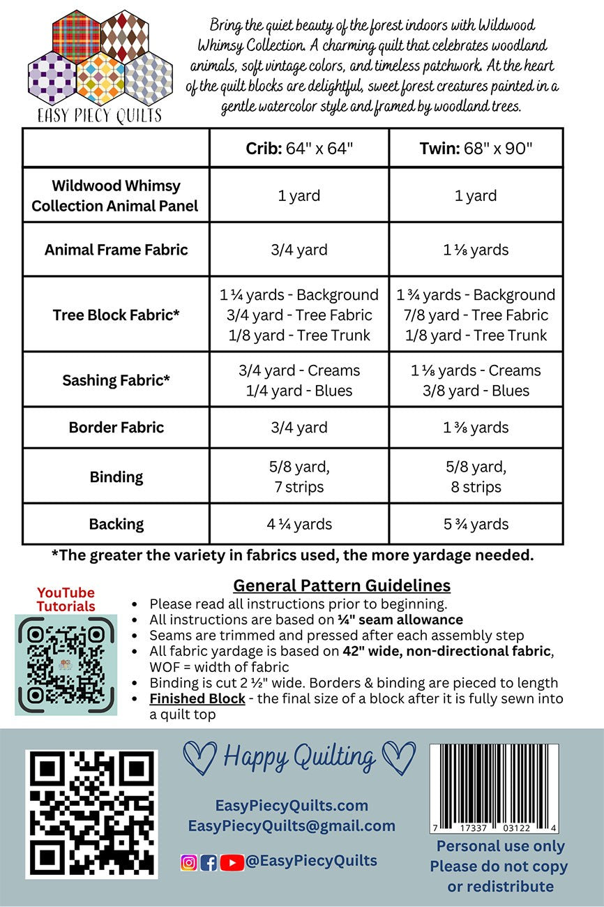 Wildwood Whimsy Forest Quilt Pattern