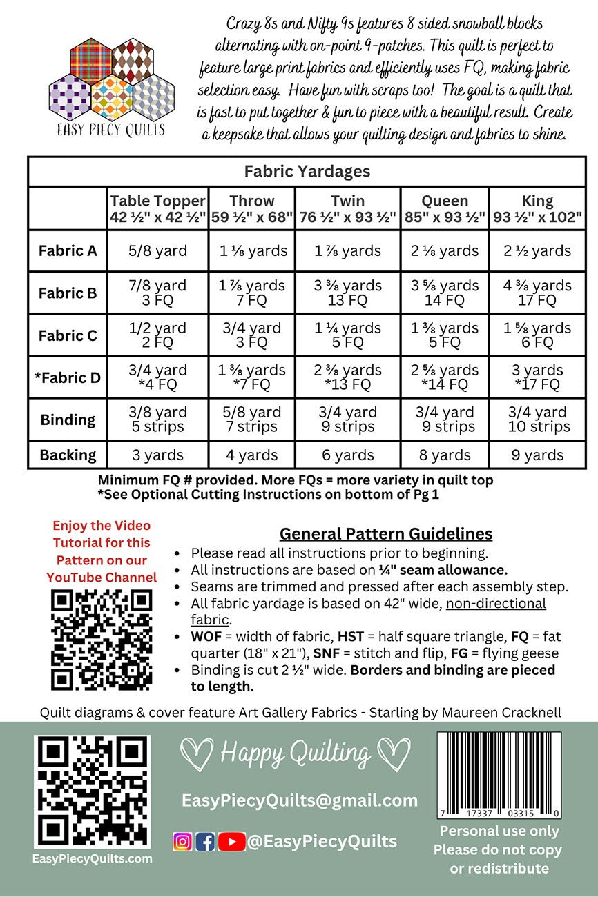 Crazy 8s & Nifty 9s Quilt Pattern