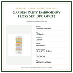 Product Specifications – Garden Party Embroidery Floss Set 10pc GPC13