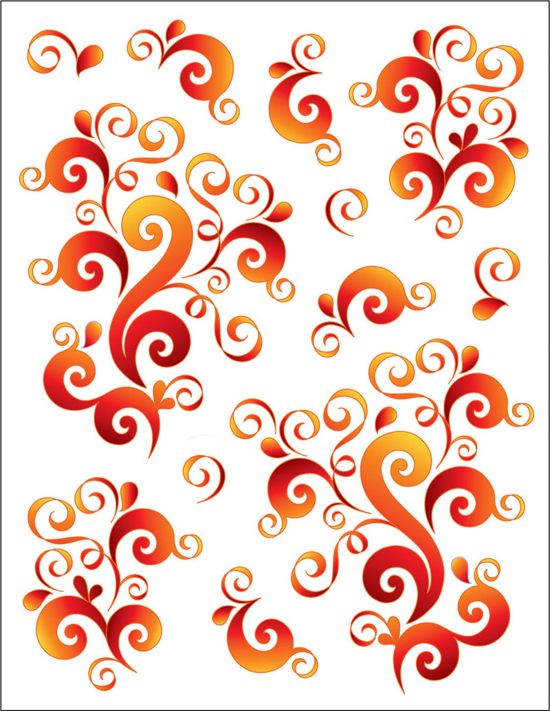 Tattoo Elementz Decal Oodles Of Doodles Tangerine (Printed On Clear)