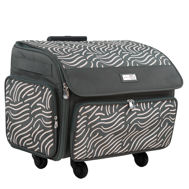 XL Rolling Sewing Machine Tote Grey and White
