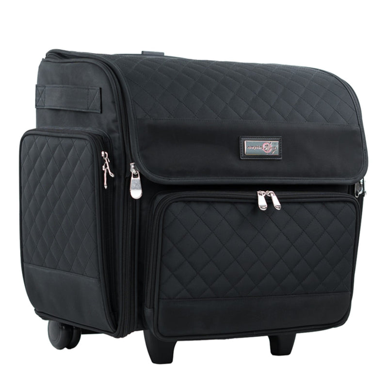 Deluxe Rolling Craft Tote Black Quilted