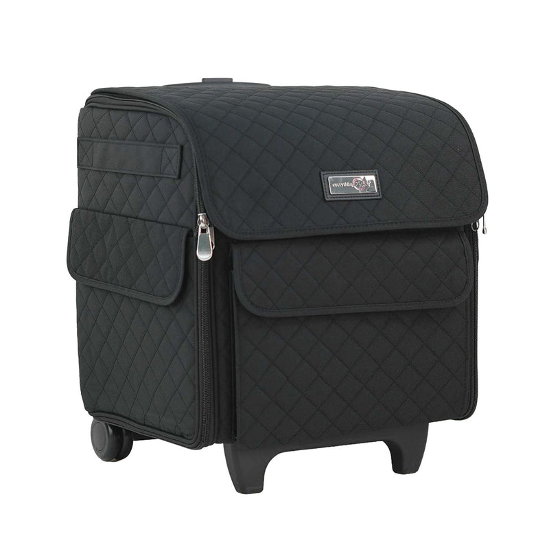 Classic Rolling Serger Tote Black Quilted