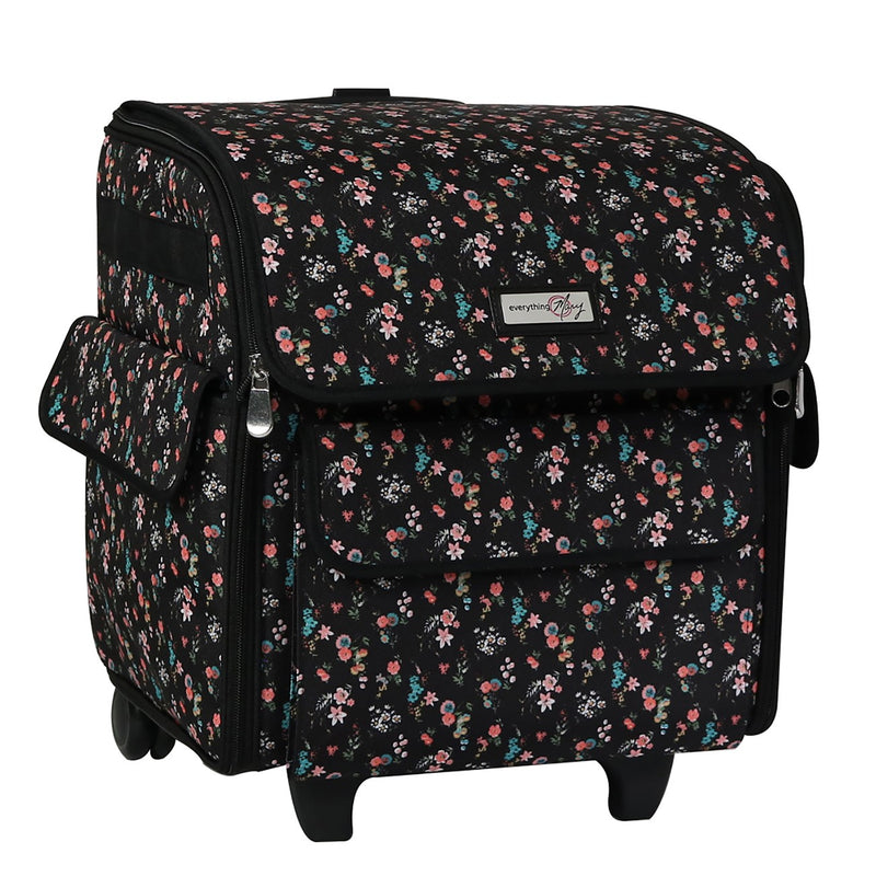 Classic Rolling Serger Tote Black Floral