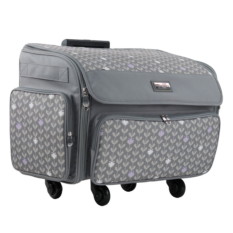 XL Rolling Sewing Machine Tote Purple Floral