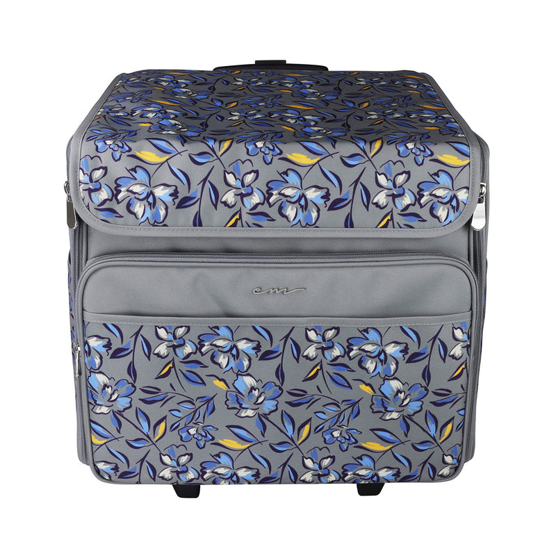 Rolling Serger Case Blue Grey Floral