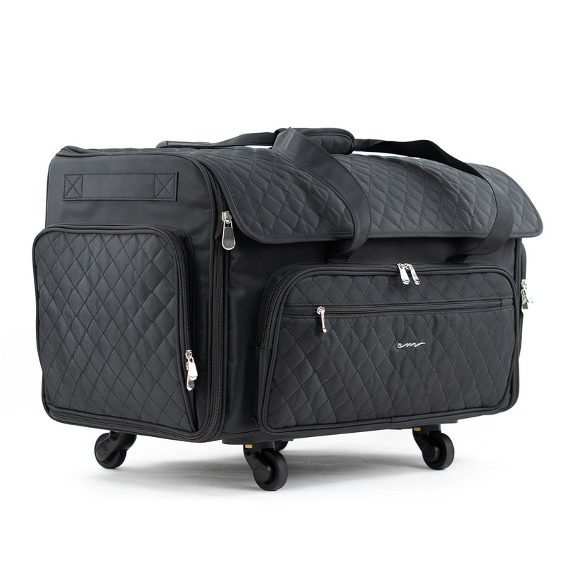 XXL Rolling Sewing Machine Tote Black Quilted