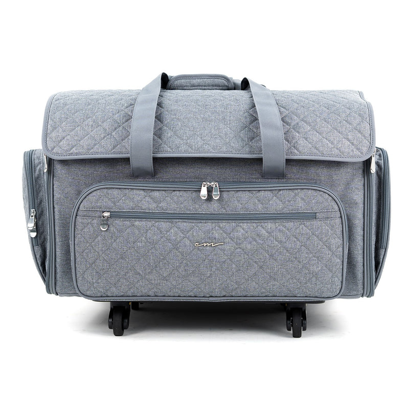 XXL Rolling Sewing Machine Tote Gray Quilted