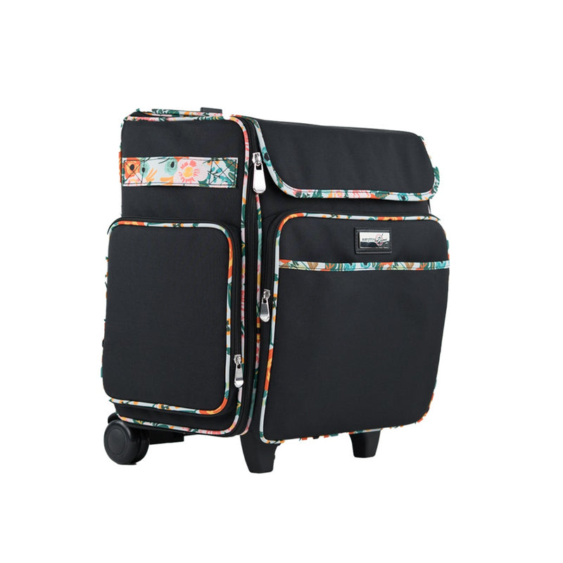 Classic Rolling Craft Tote Black Floral