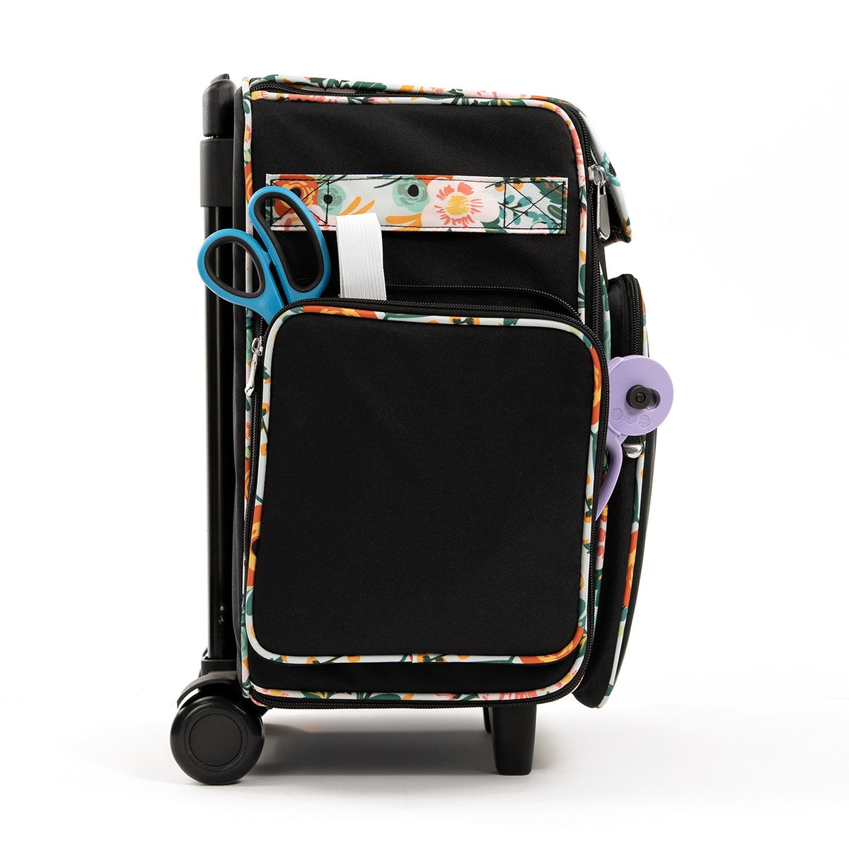 Classic Rolling Craft Tote Black Floral