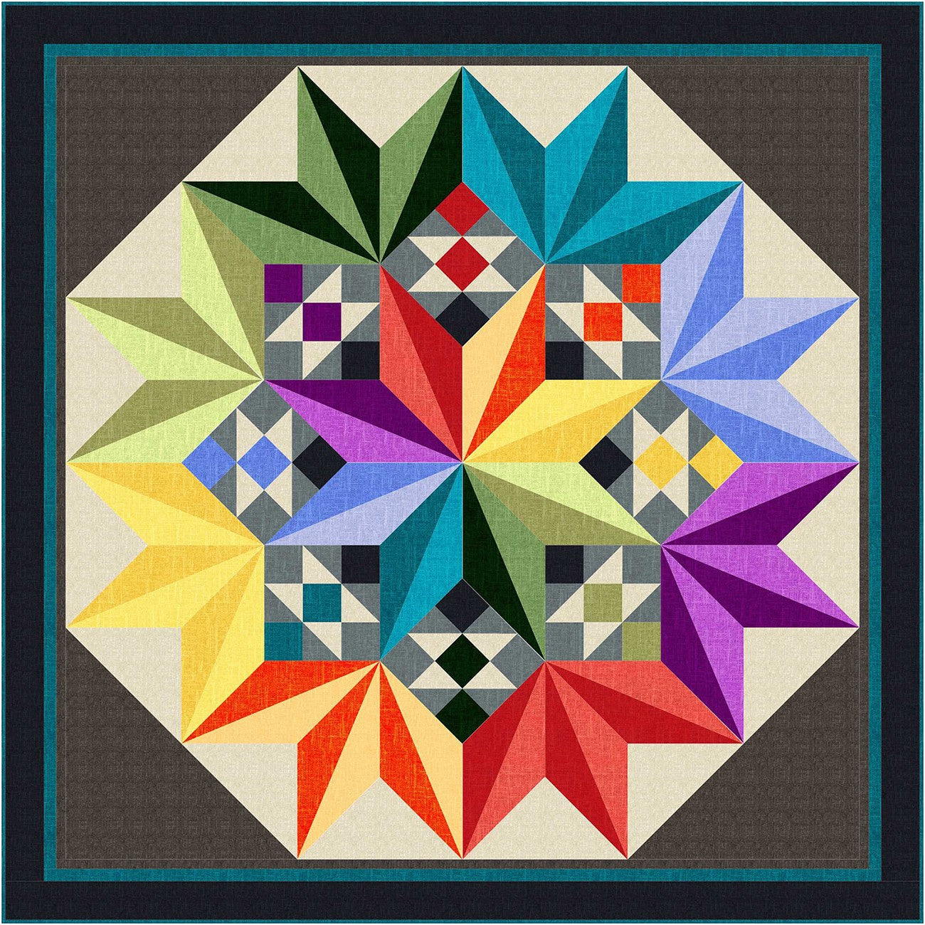 Quilt Kit Crystalized Steel, 95in x 95in, binding & pattern included.