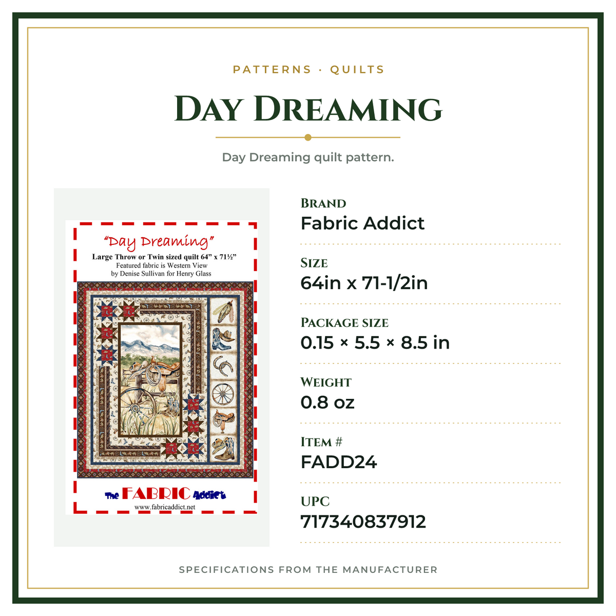 Product Specifications – Day Dreaming