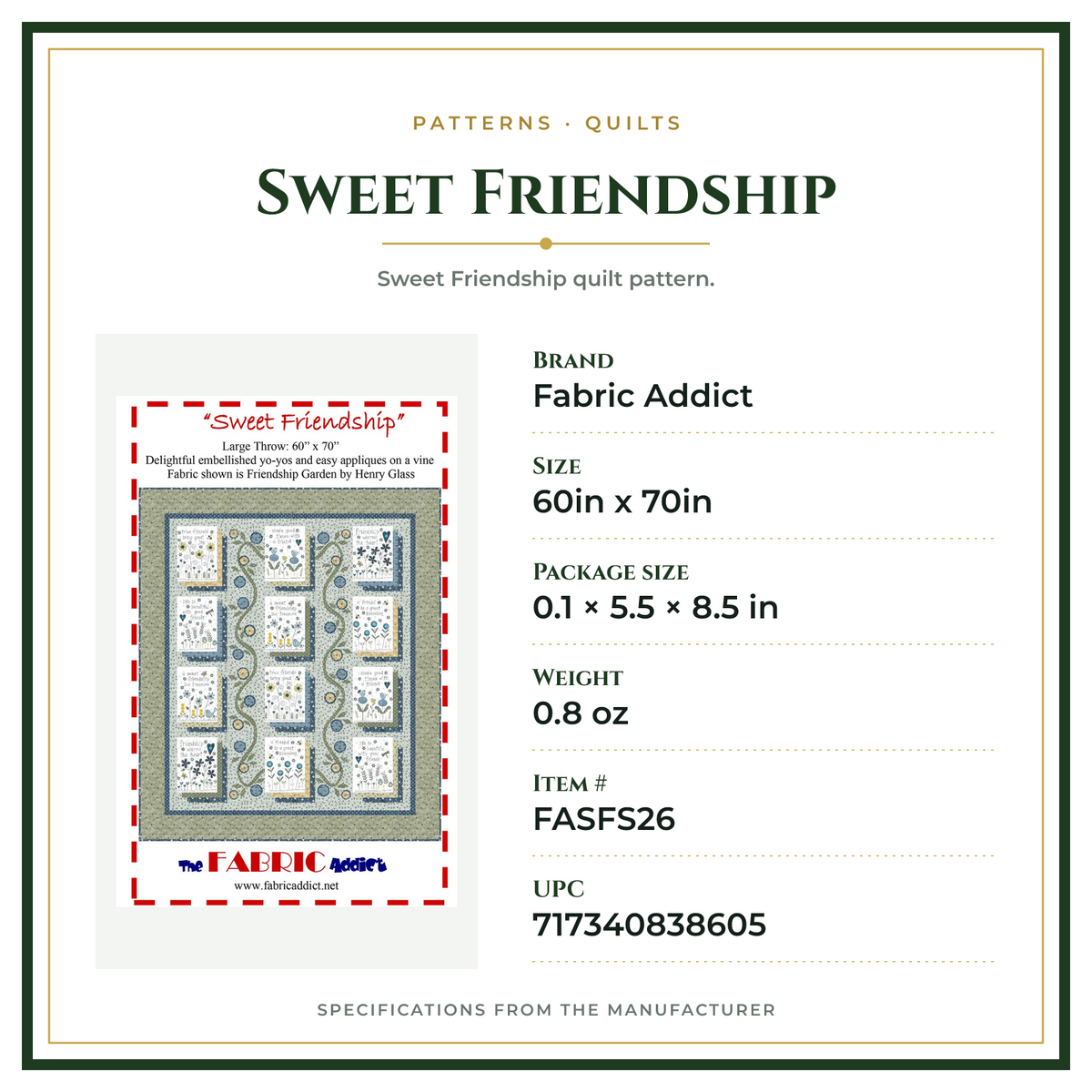 Product Specifications – Sweet Friendship